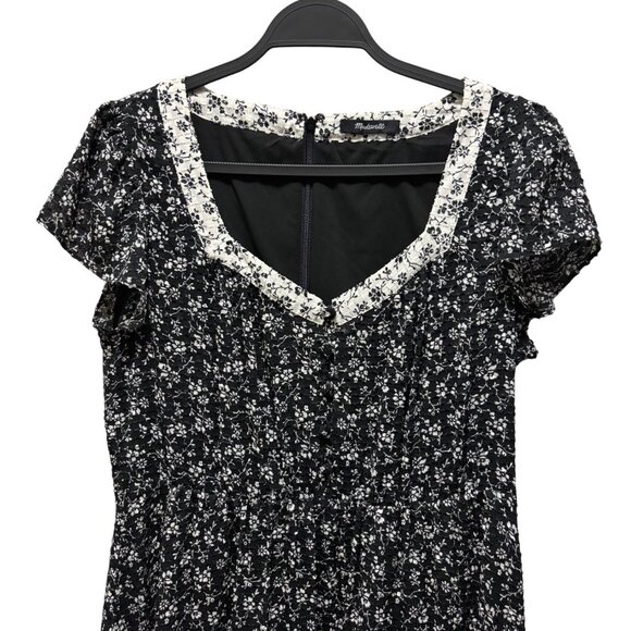 Madewel Womens Print-Mix Sheer-Sleeve Dress in Branch Floral - Picture 5 of 10